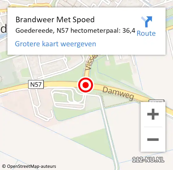 Locatie op kaart van de 112 melding: Brandweer Met Spoed Naar Goedereede, N57 hectometerpaal: 36,8 op 17 augustus 2018 13:10