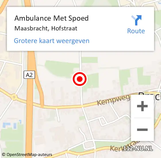 Locatie op kaart van de 112 melding: Ambulance Met Spoed Naar Maasbracht, Hofstraat op 17 augustus 2018 13:10