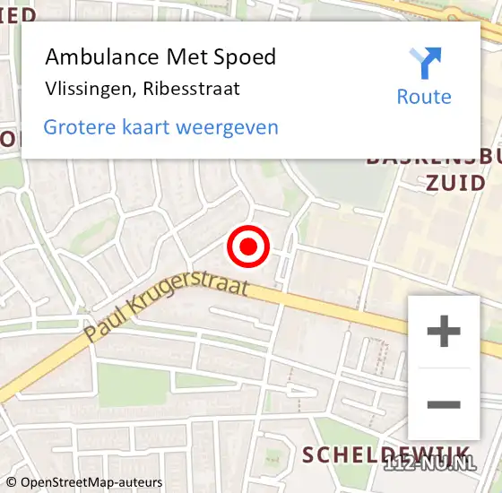 Locatie op kaart van de 112 melding: Ambulance Met Spoed Naar Vlissingen, Ribesstraat op 17 augustus 2018 13:45