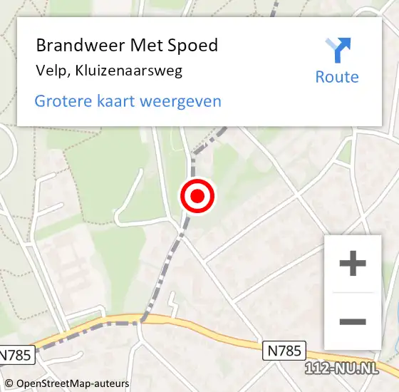 Locatie op kaart van de 112 melding: Brandweer Met Spoed Naar Velp, Kluizenaarsweg op 17 augustus 2018 14:09