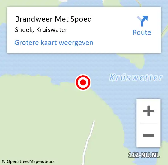 Locatie op kaart van de 112 melding: Brandweer Met Spoed Naar Sneek, Kruiswater op 17 augustus 2018 14:23