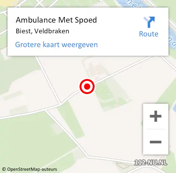 Locatie op kaart van de 112 melding: Ambulance Met Spoed Naar Biest, Veldbraken op 17 augustus 2018 14:34