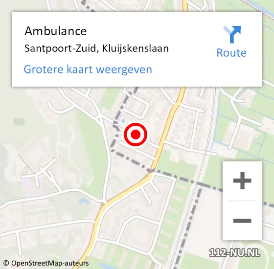 Locatie op kaart van de 112 melding: Ambulance Santpoort-Zuid, Kluijskenslaan op 17 augustus 2018 14:40