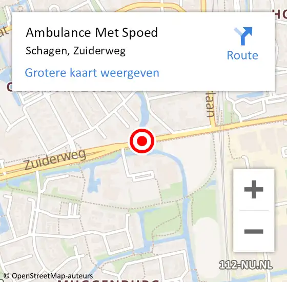 Locatie op kaart van de 112 melding: Ambulance Met Spoed Naar Schagen, Zuiderweg op 17 augustus 2018 14:44