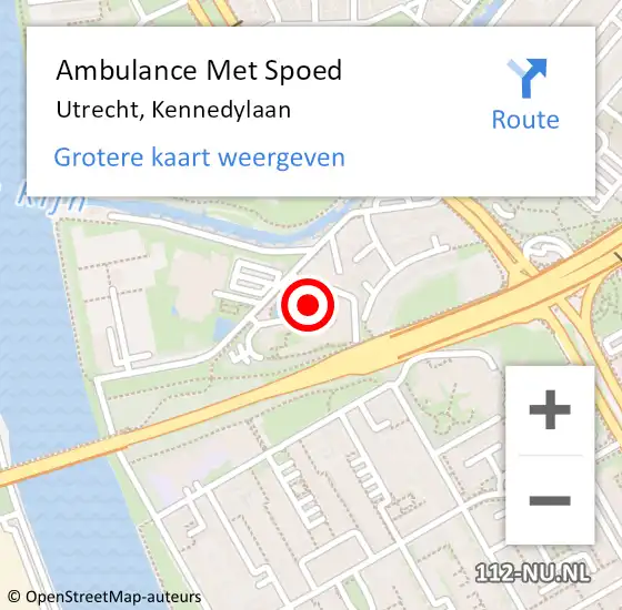 Locatie op kaart van de 112 melding: Ambulance Met Spoed Naar Utrecht, Kennedylaan op 17 augustus 2018 15:00