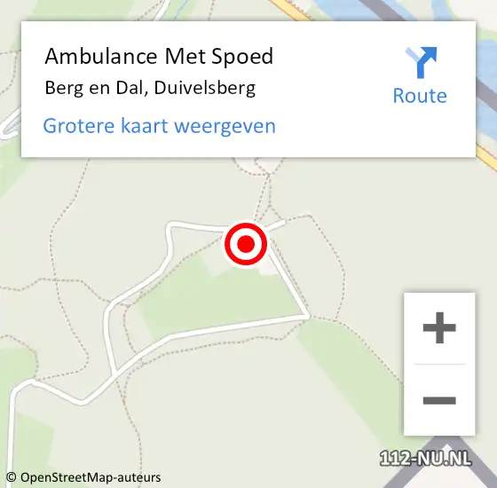 Locatie op kaart van de 112 melding: Ambulance Met Spoed Naar Berg en Dal, Duivelsberg op 17 augustus 2018 15:23