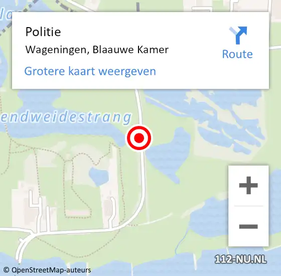 Locatie op kaart van de 112 melding: Politie Wageningen, Blaauwe Kamer op 17 augustus 2018 15:50