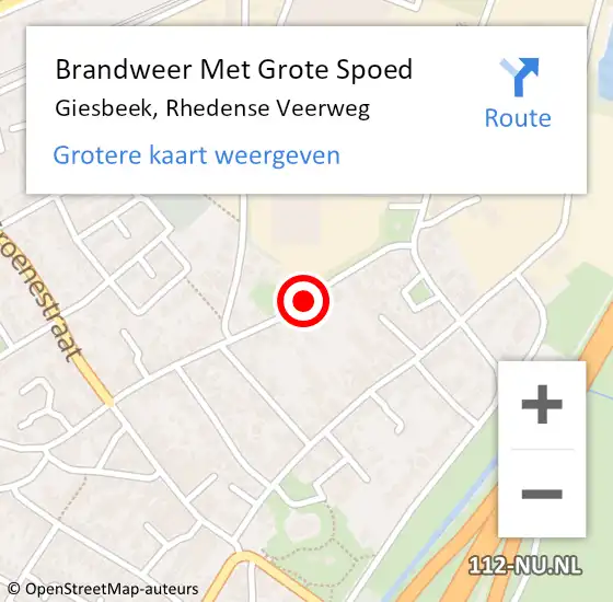 Locatie op kaart van de 112 melding: Brandweer Met Grote Spoed Naar Giesbeek, Rhedense Veerweg op 17 augustus 2018 15:53