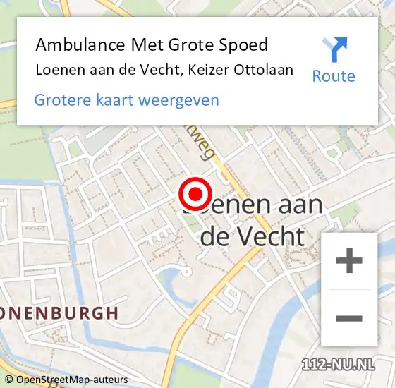 Locatie op kaart van de 112 melding: Ambulance Met Grote Spoed Naar Loenen aan de Vecht, Keizer Ottolaan op 17 augustus 2018 16:35