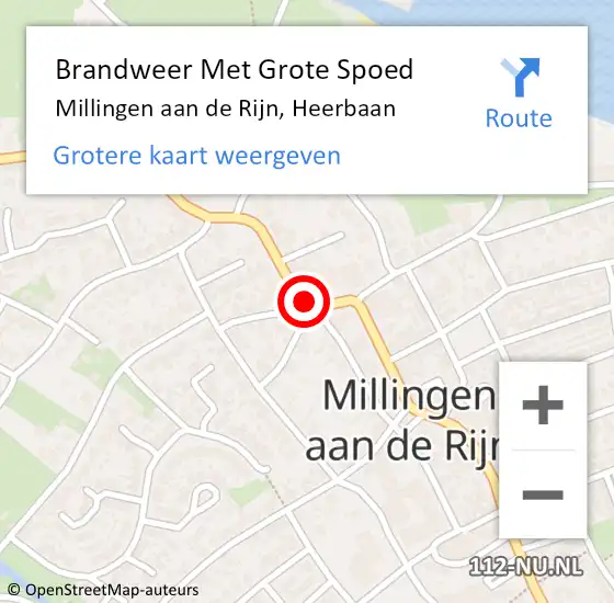 Locatie op kaart van de 112 melding: Brandweer Met Grote Spoed Naar Millingen aan de Rijn, Heerbaan op 17 augustus 2018 16:38