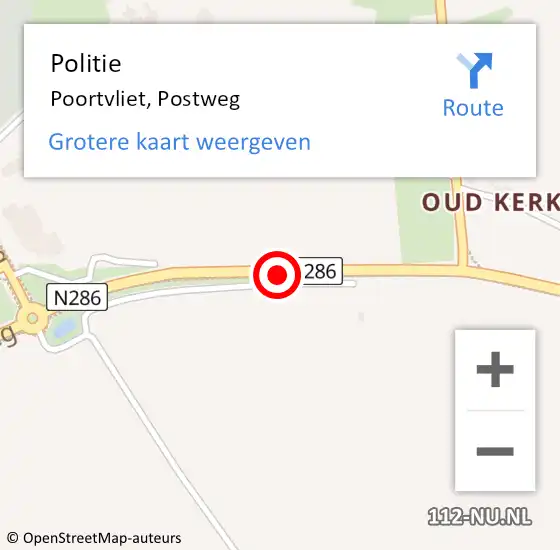 Locatie op kaart van de 112 melding: Politie Poortvliet, Postweg op 17 augustus 2018 18:28