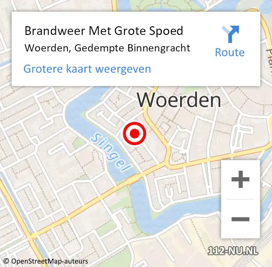 Locatie op kaart van de 112 melding: Brandweer Met Grote Spoed Naar Woerden, Gedempte Binnengracht op 17 augustus 2018 18:29