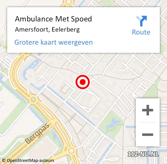 Locatie op kaart van de 112 melding: Ambulance Met Spoed Naar Amersfoort, Eelerberg op 17 augustus 2018 19:12