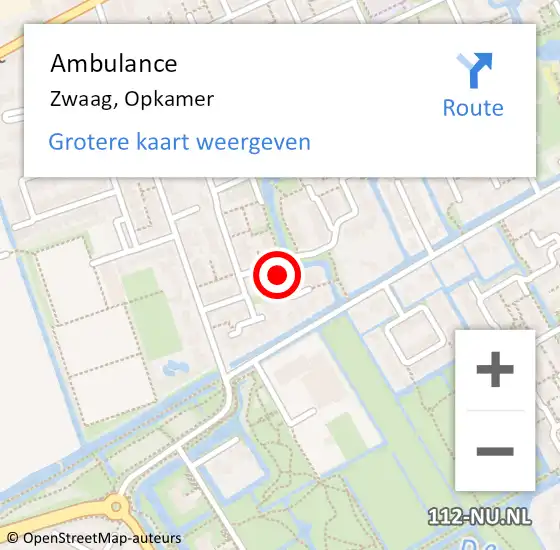 Locatie op kaart van de 112 melding: Ambulance Zwaag, Opkamer op 17 augustus 2018 20:47