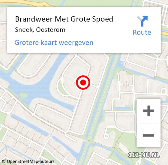 Locatie op kaart van de 112 melding: Brandweer Met Grote Spoed Naar Sneek, Oosterom op 17 augustus 2018 20:49