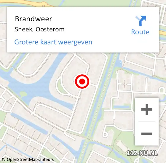 Locatie op kaart van de 112 melding: Brandweer Sneek, Oosterom op 17 augustus 2018 21:01