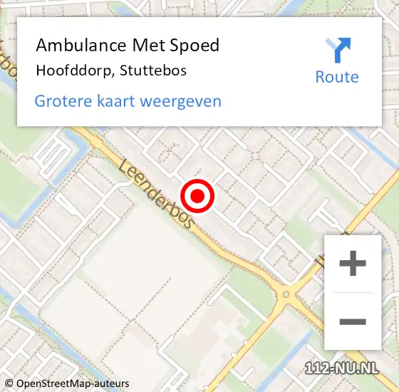 Locatie op kaart van de 112 melding: Ambulance Met Spoed Naar Hoofddorp, Stuttebos op 17 augustus 2018 21:03