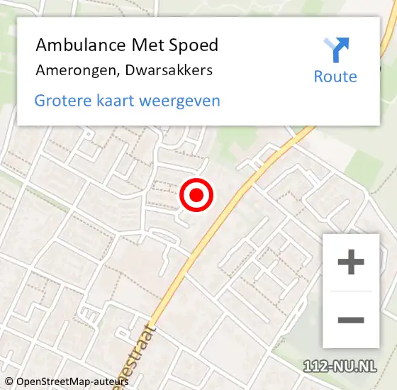 Locatie op kaart van de 112 melding: Ambulance Met Spoed Naar Amerongen, Dwarsakkers op 17 augustus 2018 21:15