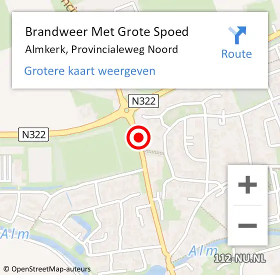 Locatie op kaart van de 112 melding: Brandweer Met Grote Spoed Naar Almkerk, Provincialeweg Noord op 24 september 2013 14:21