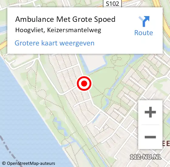 Locatie op kaart van de 112 melding: Ambulance Met Grote Spoed Naar Hoogvliet, Keizersmantelweg op 17 augustus 2018 21:22