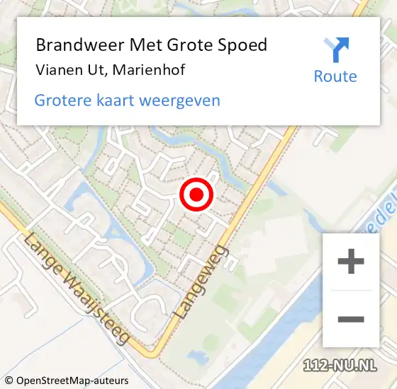 Locatie op kaart van de 112 melding: Brandweer Met Grote Spoed Naar Vianen Ut, Marienhof op 17 augustus 2018 21:42