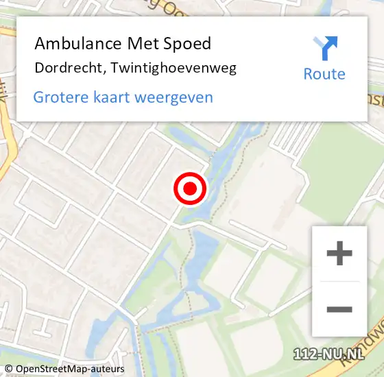 Locatie op kaart van de 112 melding: Ambulance Met Spoed Naar Dordrecht, Twintighoevenweg op 17 augustus 2018 23:35