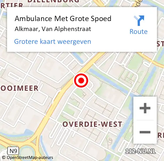 Locatie op kaart van de 112 melding: Ambulance Met Grote Spoed Naar Alkmaar, Van Alphenstraat op 18 augustus 2018 00:09