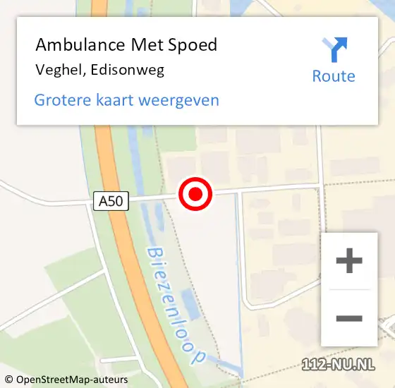 Locatie op kaart van de 112 melding: Ambulance Met Spoed Naar Veghel, Edisonweg op 18 augustus 2018 01:14