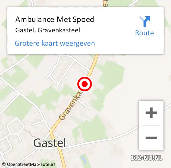 Locatie op kaart van de 112 melding: Ambulance Met Spoed Naar Gastel, Gravenkasteel op 18 augustus 2018 01:28