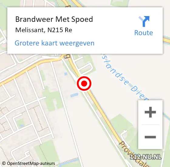 Locatie op kaart van de 112 melding: Brandweer Met Spoed Naar Melissant, N215 Re op 18 augustus 2018 01:58