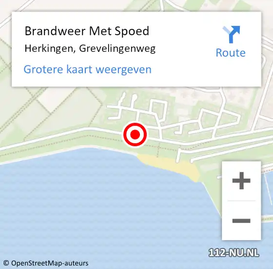 Locatie op kaart van de 112 melding: Brandweer Met Spoed Naar Herkingen, Grevelingenweg op 18 augustus 2018 03:55