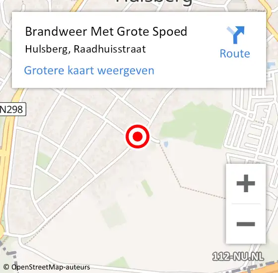 Locatie op kaart van de 112 melding: Brandweer Met Grote Spoed Naar Hulsberg, Raadhuisstraat op 18 augustus 2018 04:14