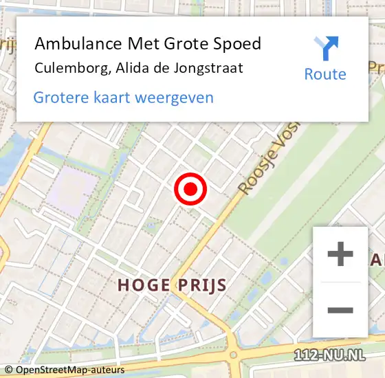 Locatie op kaart van de 112 melding: Ambulance Met Grote Spoed Naar Culemborg, Alida de Jongstraat op 18 augustus 2018 05:33