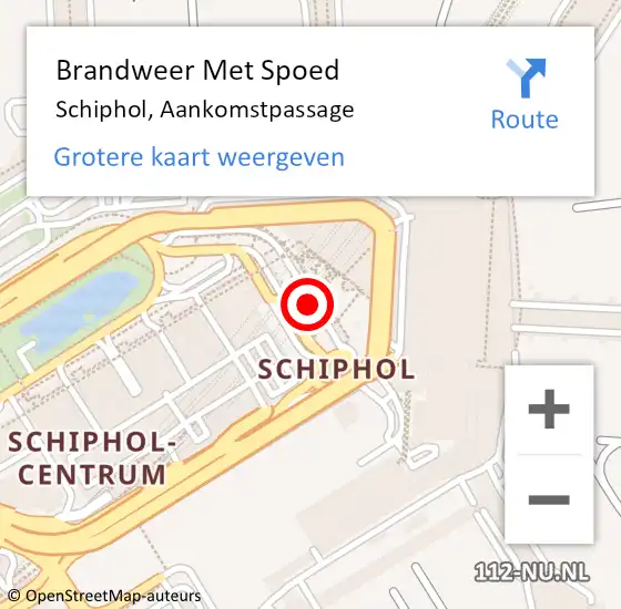 Locatie op kaart van de 112 melding: Brandweer Met Spoed Naar Schiphol, Aankomstpassage op 18 augustus 2018 05:59