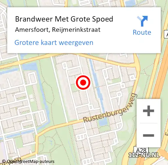 Locatie op kaart van de 112 melding: Brandweer Met Grote Spoed Naar Amersfoort, Reijmerinkstraat op 18 augustus 2018 07:11