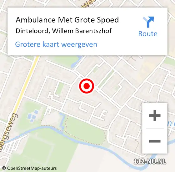 Locatie op kaart van de 112 melding: Ambulance Met Grote Spoed Naar Dinteloord, Willem Barentszhof op 18 augustus 2018 08:16