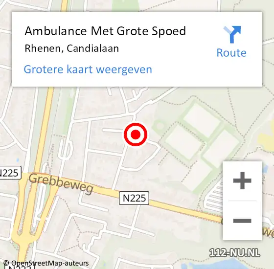 Locatie op kaart van de 112 melding: Ambulance Met Grote Spoed Naar Rhenen, Candialaan op 18 augustus 2018 08:31