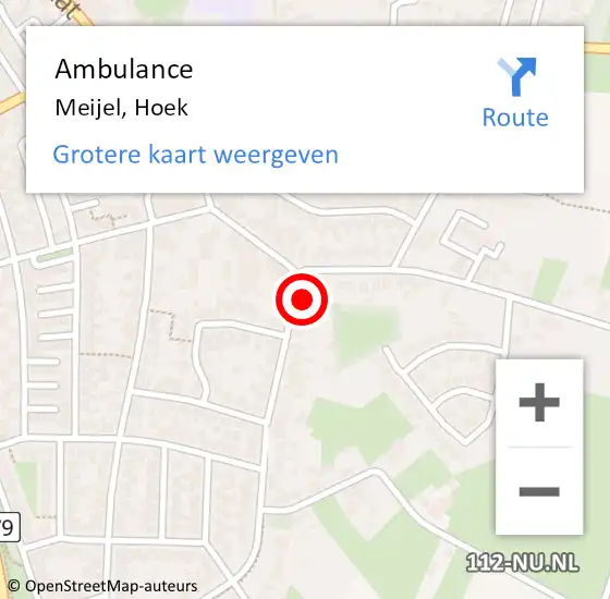 Locatie op kaart van de 112 melding: Ambulance Meijel, Hoek op 24 september 2013 14:24