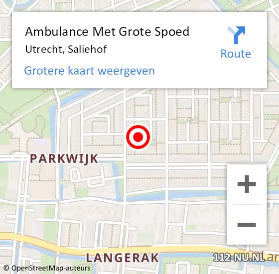 Locatie op kaart van de 112 melding: Ambulance Met Grote Spoed Naar Utrecht, Saliehof op 18 augustus 2018 08:40