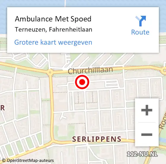 Locatie op kaart van de 112 melding: Ambulance Met Spoed Naar Terneuzen, Fahrenheitlaan op 18 augustus 2018 09:17