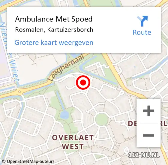 Locatie op kaart van de 112 melding: Ambulance Met Spoed Naar Rosmalen, Kartuizersborch op 18 augustus 2018 10:35