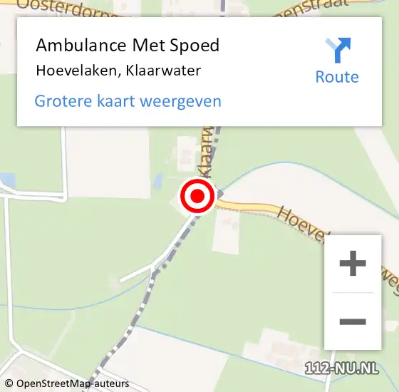 Locatie op kaart van de 112 melding: Ambulance Met Spoed Naar Hoevelaken, Klaarwater op 18 augustus 2018 10:56