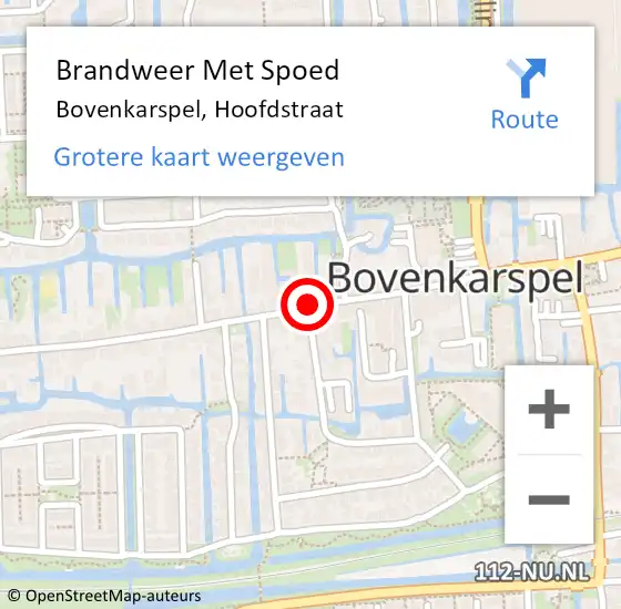 Locatie op kaart van de 112 melding: Brandweer Met Spoed Naar Bovenkarspel, Hoofdstraat op 18 augustus 2018 11:30