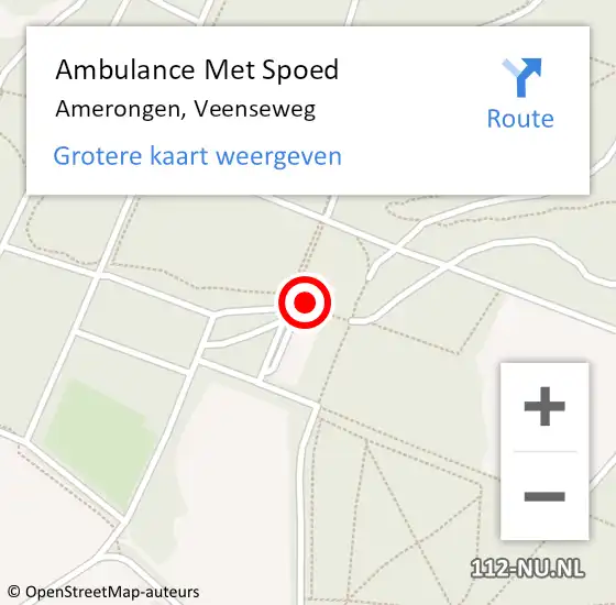 Locatie op kaart van de 112 melding: Ambulance Met Spoed Naar Amerongen, Veenseweg op 18 augustus 2018 11:34