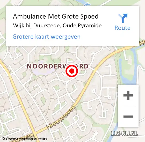 Locatie op kaart van de 112 melding: Ambulance Met Grote Spoed Naar Wijk bij Duurstede, Oude Pyramide op 18 augustus 2018 11:40
