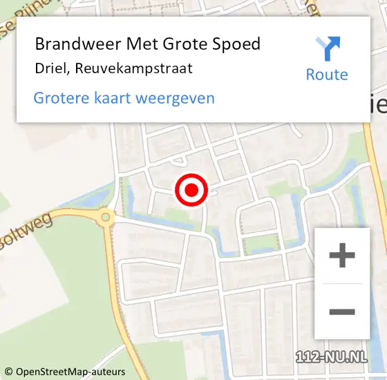 Locatie op kaart van de 112 melding: Brandweer Met Grote Spoed Naar Driel, Reuvekampstraat op 18 augustus 2018 11:47