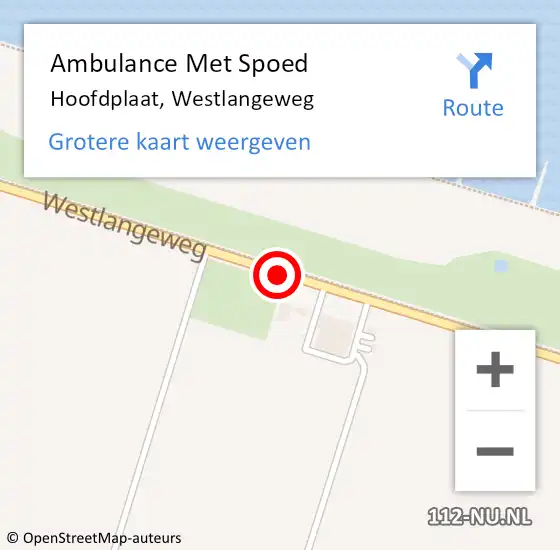 Locatie op kaart van de 112 melding: Ambulance Met Spoed Naar Hoofdplaat, Westlangeweg op 18 augustus 2018 11:48