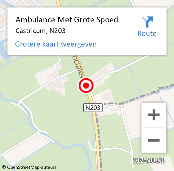 Locatie op kaart van de 112 melding: Ambulance Met Grote Spoed Naar Castricum, N203 op 18 augustus 2018 12:07