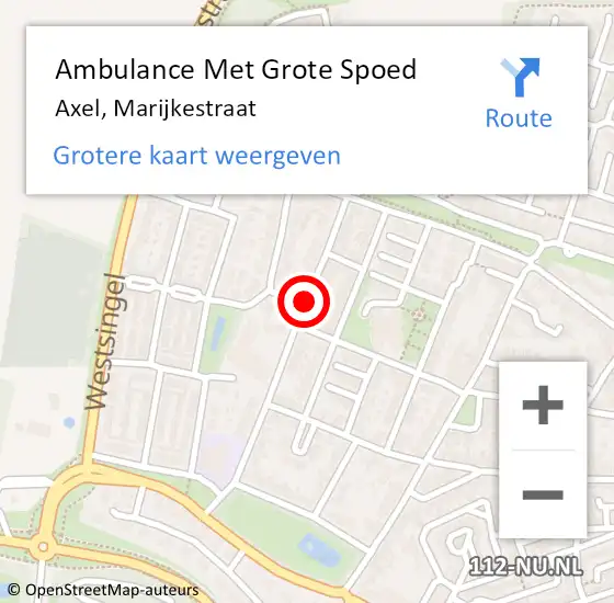 Locatie op kaart van de 112 melding: Ambulance Met Grote Spoed Naar Axel, Marijkestraat op 18 augustus 2018 12:17