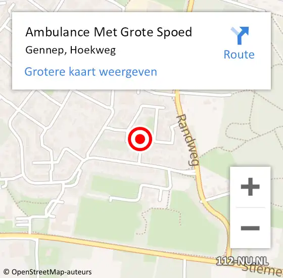 Locatie op kaart van de 112 melding: Ambulance Met Grote Spoed Naar Gennep, Hoekweg op 18 augustus 2018 13:25